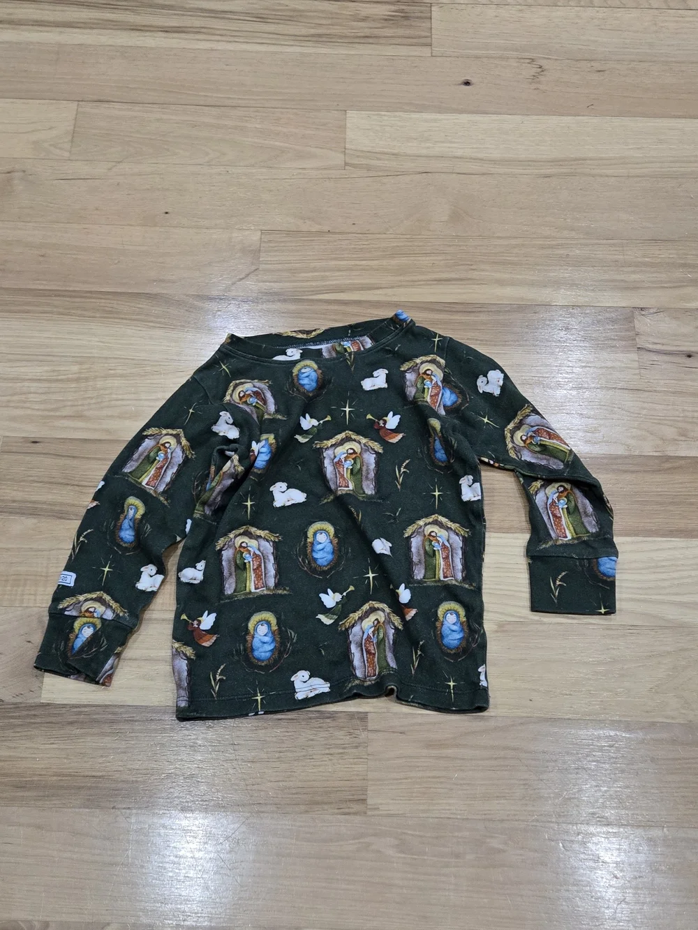 Holy Pals Kids Dark Green Nativity Print Pajama Set Size 6